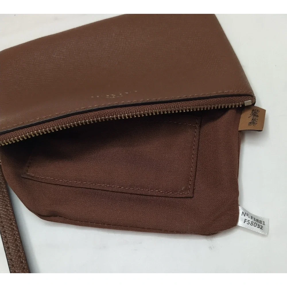 Coach Brown Leather Zipper Closure Coin Wallet